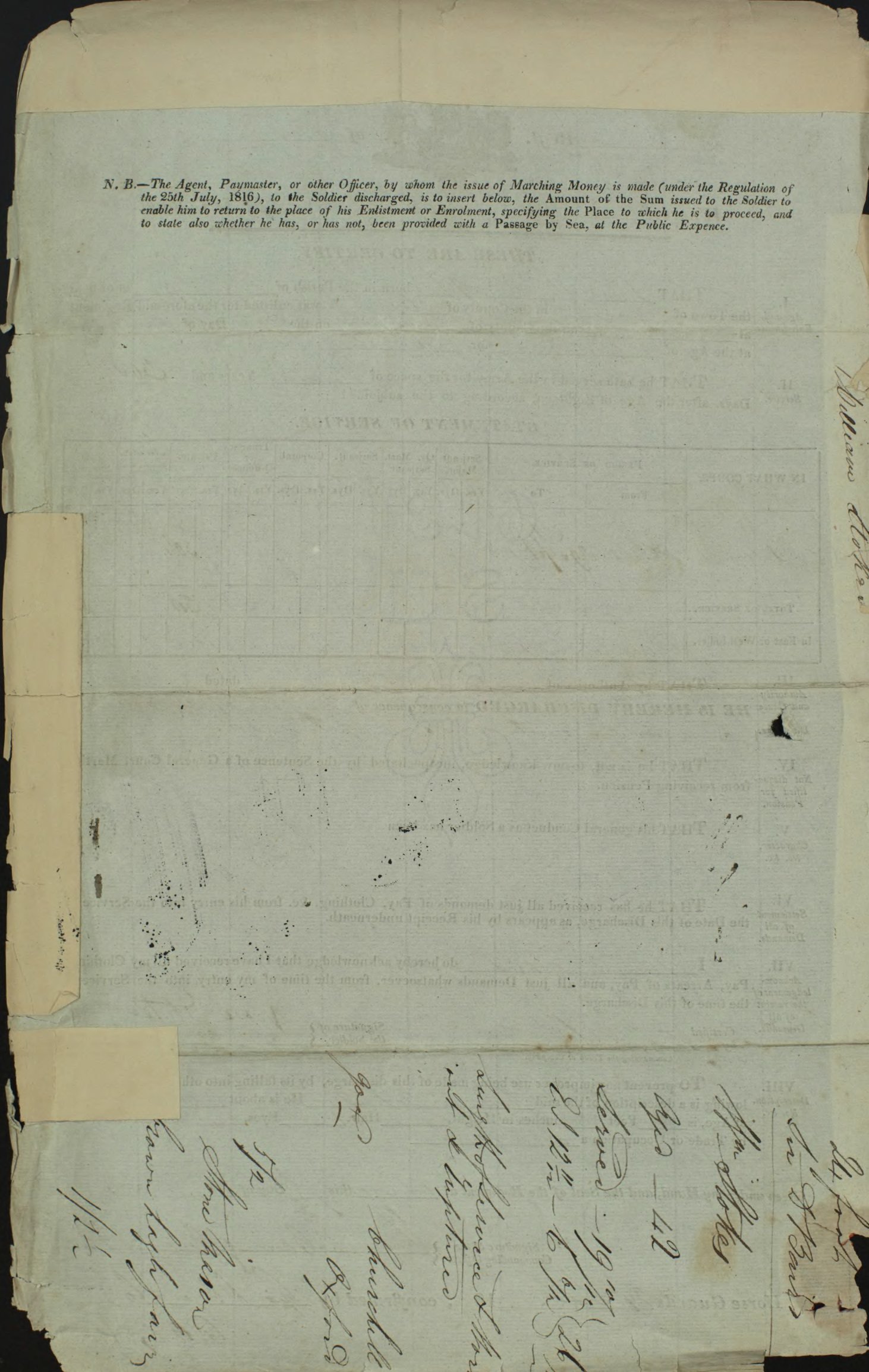 William's discharge papers